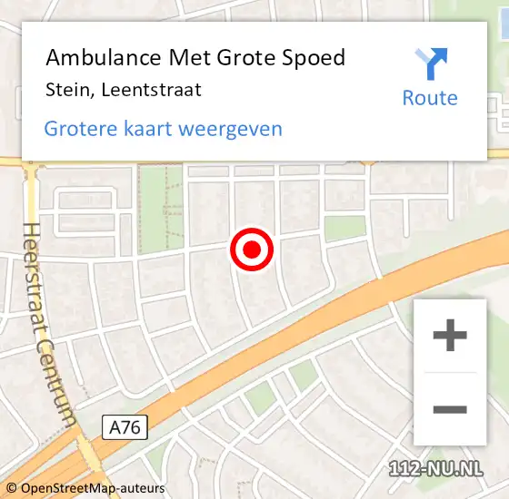 Locatie op kaart van de 112 melding: Ambulance Met Grote Spoed Naar Stein, Leentstraat op 1 december 2013 09:04