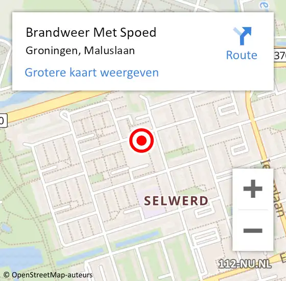 Locatie op kaart van de 112 melding: Brandweer Met Spoed Naar Groningen, Maluslaan op 24 december 2015 14:24