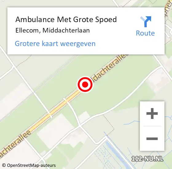 Locatie op kaart van de 112 melding: Ambulance Met Grote Spoed Naar Ellecom, Middachterlaan op 24 december 2015 15:08