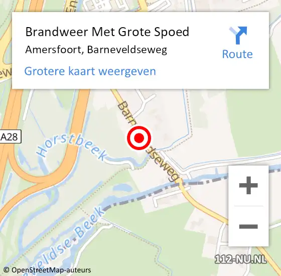 Locatie op kaart van de 112 melding: Brandweer Met Grote Spoed Naar Amersfoort, Barneveldseweg op 24 december 2015 15:09