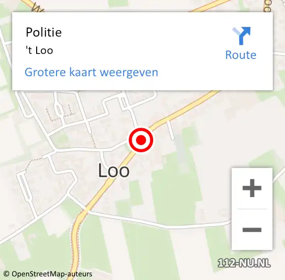 Locatie op kaart van de 112 melding: Politie 't Loo op 24 december 2015 15:10