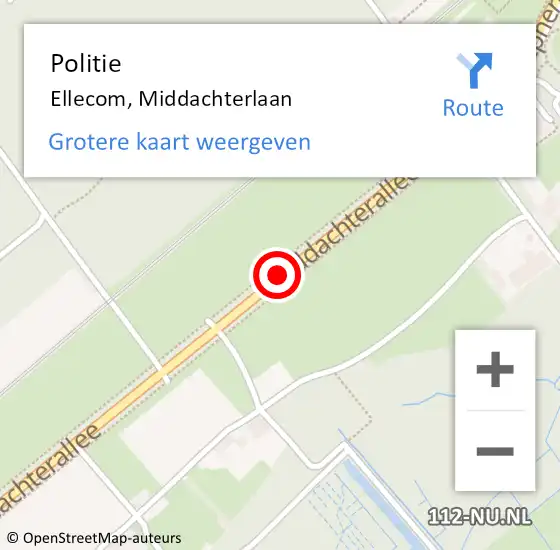 Locatie op kaart van de 112 melding: Politie Ellecom, Middachterlaan op 24 december 2015 15:31