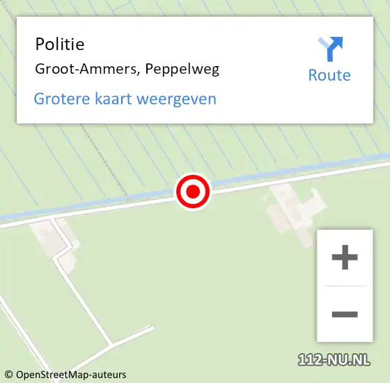 Locatie op kaart van de 112 melding: Politie Groot-Ammers, Peppelweg op 24 december 2015 15:55
