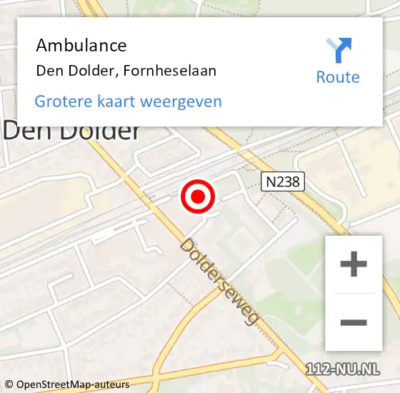 Locatie op kaart van de 112 melding: Ambulance Den Dolder, Fornheselaan op 24 december 2015 16:08