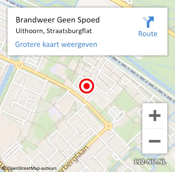 Locatie op kaart van de 112 melding: Brandweer Geen Spoed Naar Uithoorn, Straatsburgflat op 24 december 2015 16:31