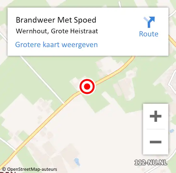 Locatie op kaart van de 112 melding: Brandweer Met Spoed Naar Wernhout, Grote Heistraat op 24 december 2015 16:46