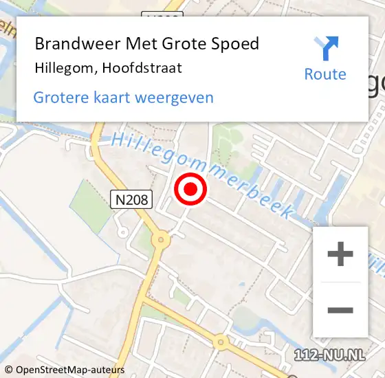 Locatie op kaart van de 112 melding: Brandweer Met Grote Spoed Naar Hillegom, Hoofdstraat op 24 december 2015 17:07