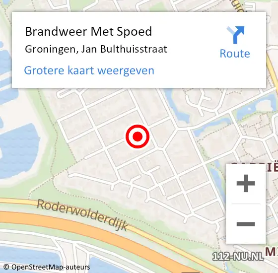 Locatie op kaart van de 112 melding: Brandweer Met Spoed Naar Groningen, Jan Bulthuisstraat op 24 december 2015 18:07