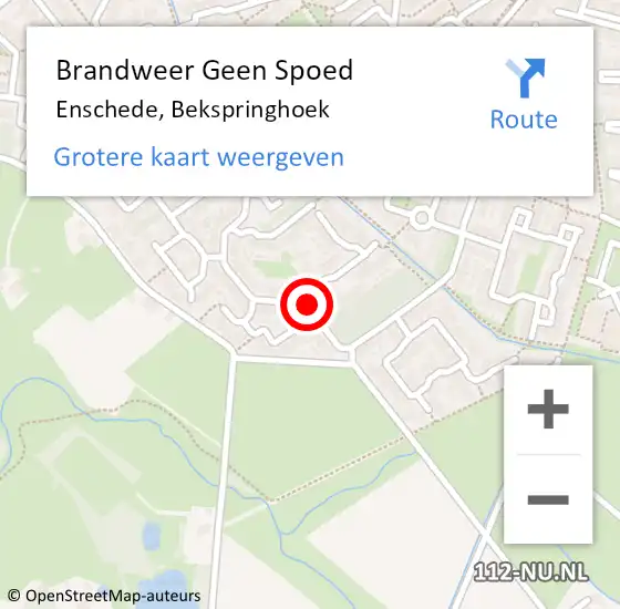 Locatie op kaart van de 112 melding: Brandweer Geen Spoed Naar Enschede, Bekspringhoek op 24 december 2015 18:19