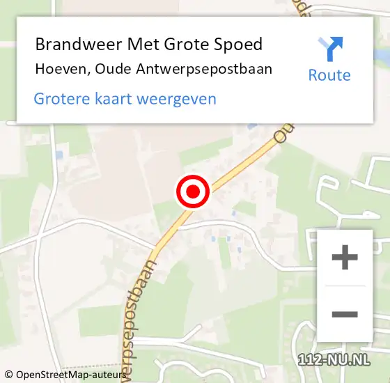 Locatie op kaart van de 112 melding: Brandweer Met Grote Spoed Naar Hoeven, Oude Antwerpsepostbaan op 24 december 2015 18:56