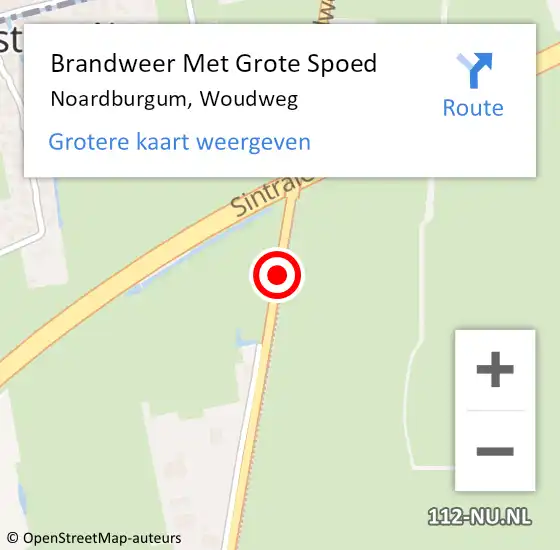 Locatie op kaart van de 112 melding: Brandweer Met Grote Spoed Naar Noardburgum, Woudweg op 24 december 2015 20:15