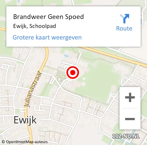 Locatie op kaart van de 112 melding: Brandweer Geen Spoed Naar Ewijk, Schoolpad op 24 december 2015 20:19