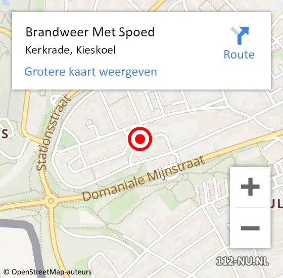 Locatie op kaart van de 112 melding: Brandweer Met Spoed Naar Kerkrade, Kieskoel op 24 december 2015 20:57