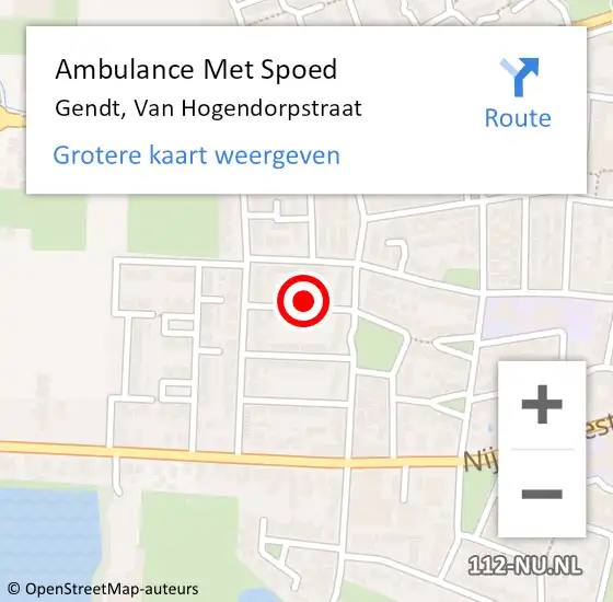 Locatie op kaart van de 112 melding: Ambulance Met Spoed Naar Gendt, Van Hogendorpstraat op 24 december 2015 21:11