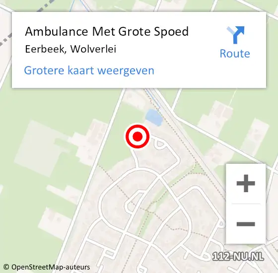 Locatie op kaart van de 112 melding: Ambulance Met Grote Spoed Naar Eerbeek, Wolverlei op 24 december 2015 21:49