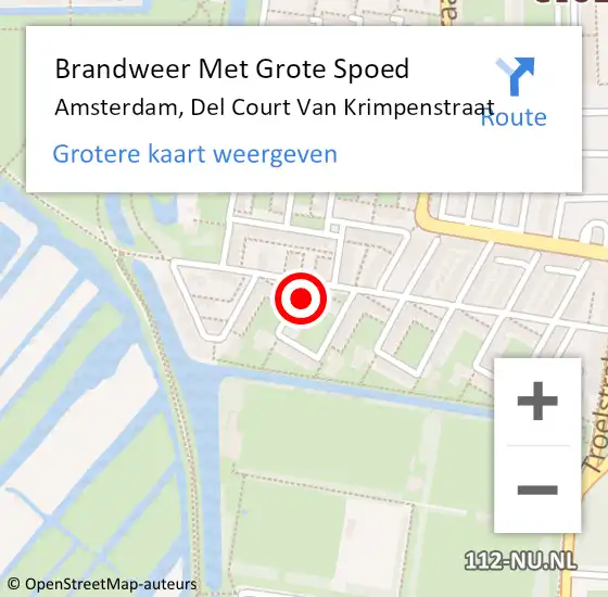 Locatie op kaart van de 112 melding: Brandweer Met Grote Spoed Naar Amsterdam, Del Court Van Krimpenstraat op 24 december 2015 23:11