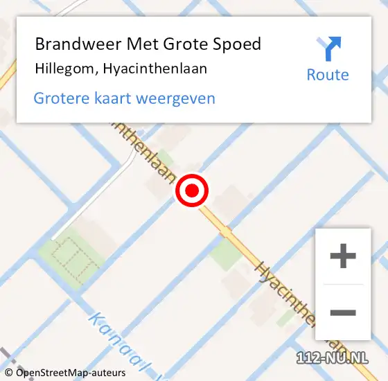 Locatie op kaart van de 112 melding: Brandweer Met Grote Spoed Naar Hillegom, Hyacinthenlaan op 24 december 2015 23:53