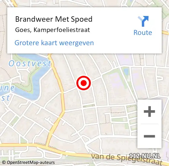 Locatie op kaart van de 112 melding: Brandweer Met Spoed Naar Goes, Kamperfoeliestraat op 25 december 2015 01:52