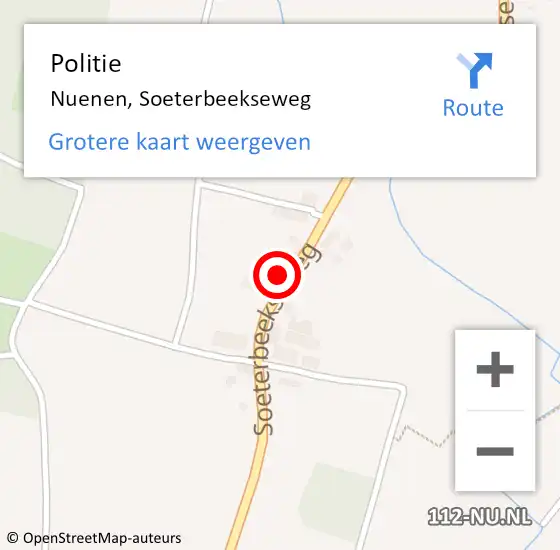 Locatie op kaart van de 112 melding: Politie Nuenen, Soeterbeekseweg op 25 december 2015 02:09