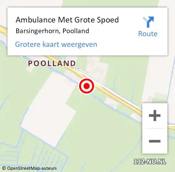 Locatie op kaart van de 112 melding: Ambulance Met Grote Spoed Naar Barsingerhorn, Poolland op 1 december 2013 10:11