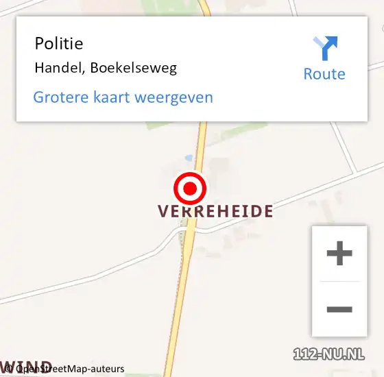 Locatie op kaart van de 112 melding: Politie Handel, Boekelseweg op 25 december 2015 03:15