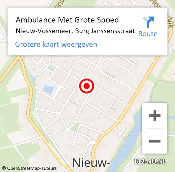 Locatie op kaart van de 112 melding: Ambulance Met Grote Spoed Naar Nieuw-Vossemeer, Burg Janssensstraat op 25 december 2015 03:25