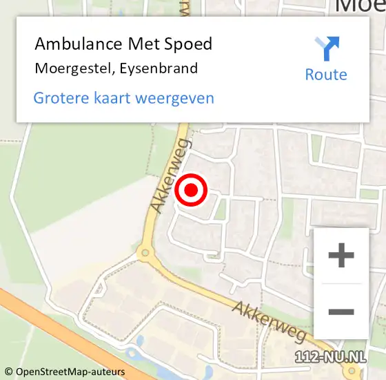 Locatie op kaart van de 112 melding: Ambulance Met Spoed Naar Moergestel, Eysenbrand op 25 december 2015 04:36