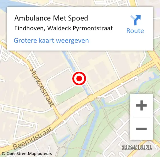 Locatie op kaart van de 112 melding: Ambulance Met Spoed Naar Eindhoven, Waldeck Pyrmontstraat op 25 december 2015 04:42