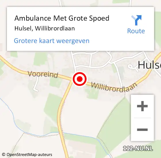 Locatie op kaart van de 112 melding: Ambulance Met Grote Spoed Naar Hulsel, Willibrordlaan op 25 december 2015 07:31