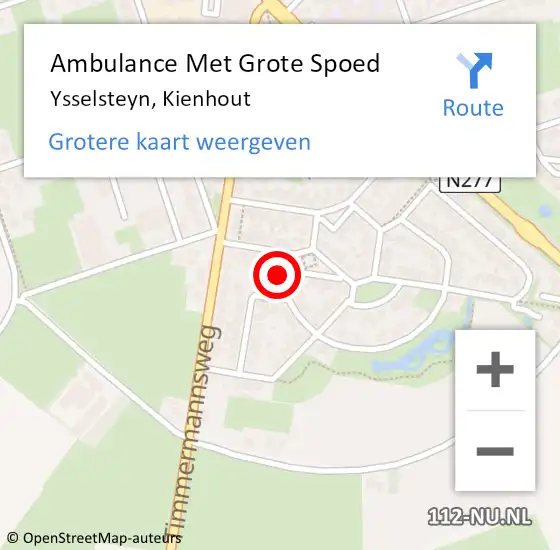 Locatie op kaart van de 112 melding: Ambulance Met Grote Spoed Naar Ysselsteyn, Kienhout op 25 december 2015 10:27