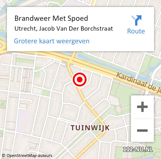 Locatie op kaart van de 112 melding: Brandweer Met Spoed Naar Utrecht, Jacob Van Der Borchstraat op 25 december 2015 11:28