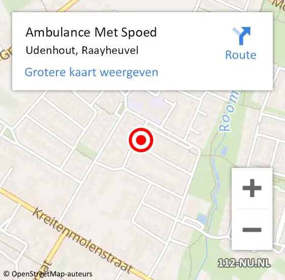 Locatie op kaart van de 112 melding: Ambulance Met Spoed Naar Udenhout, Raayheuvel op 25 december 2015 11:59