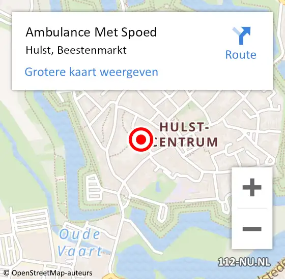 Locatie op kaart van de 112 melding: Ambulance Met Spoed Naar Hulst, Beestenmarkt op 25 december 2015 12:30