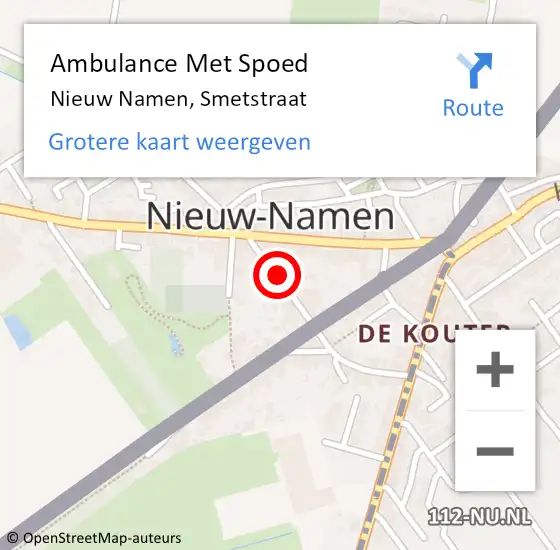 Locatie op kaart van de 112 melding: Ambulance Met Spoed Naar Nieuw Namen, Smetstraat op 25 december 2015 13:14