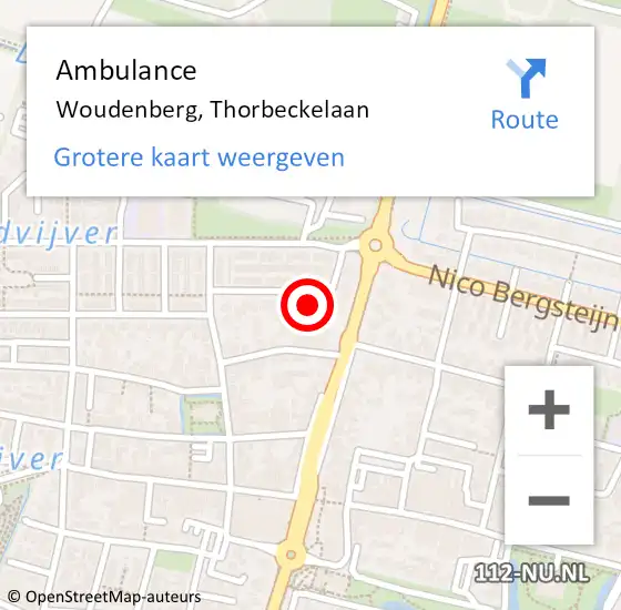 Locatie op kaart van de 112 melding: Ambulance Woudenberg, Thorbeckelaan op 1 december 2013 11:06
