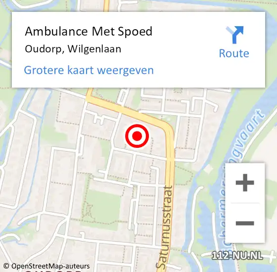 Locatie op kaart van de 112 melding: Ambulance Met Spoed Naar Oudorp, Wilgenlaan op 25 december 2015 14:58