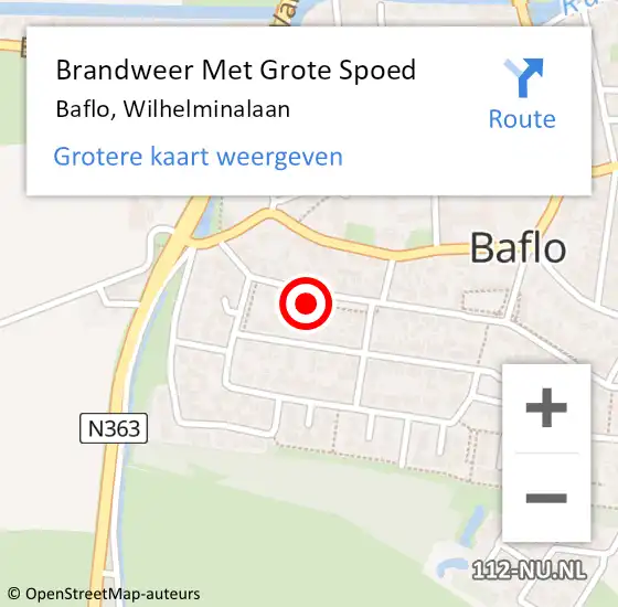 Locatie op kaart van de 112 melding: Brandweer Met Grote Spoed Naar Baflo, Wilhelminalaan op 25 december 2015 15:32