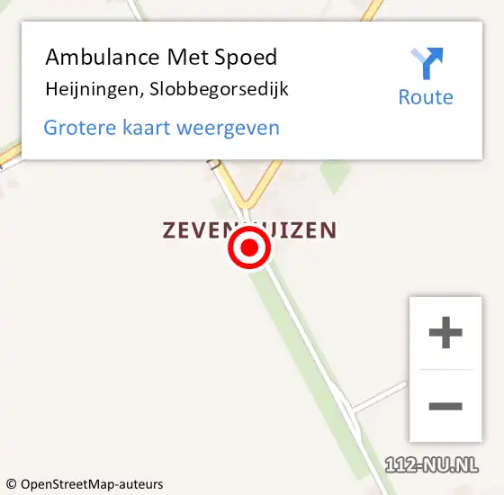 Locatie op kaart van de 112 melding: Ambulance Met Spoed Naar Heijningen, Slobbegorsedijk op 25 december 2015 15:44