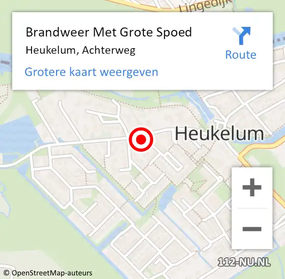 Locatie op kaart van de 112 melding: Brandweer Met Grote Spoed Naar Heukelum, Achterweg op 25 december 2015 17:04