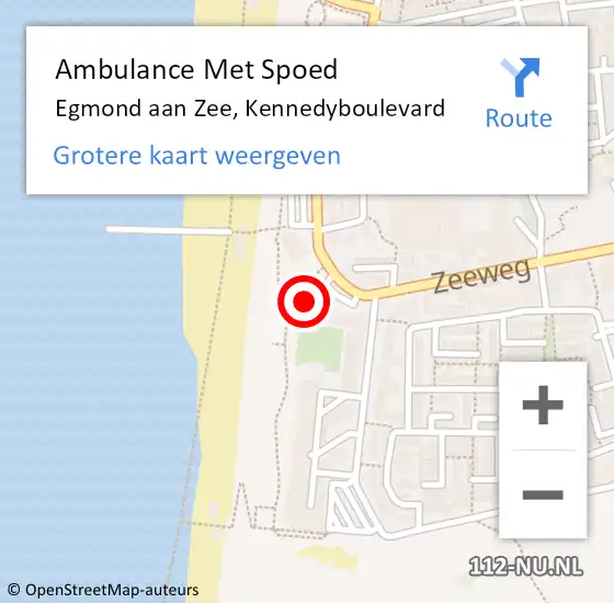 Locatie op kaart van de 112 melding: Ambulance Met Spoed Naar Egmond aan Zee, Kennedyboulevard op 25 december 2015 17:19