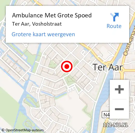 Locatie op kaart van de 112 melding: Ambulance Met Grote Spoed Naar Ter Aar, Vosholstraat op 25 december 2015 18:00