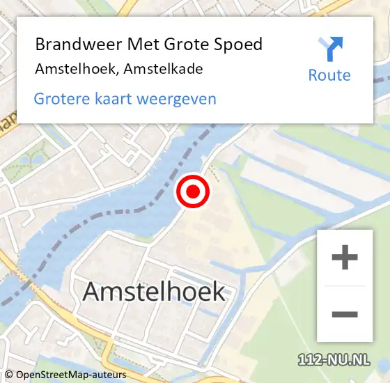 Locatie op kaart van de 112 melding: Brandweer Met Grote Spoed Naar Amstelhoek, Amstelkade op 25 december 2015 18:13