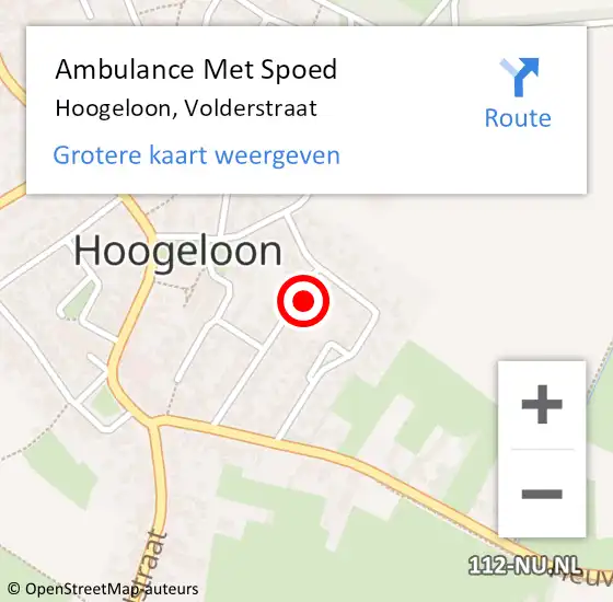 Locatie op kaart van de 112 melding: Ambulance Met Spoed Naar Hoogeloon, Volderstraat op 25 december 2015 18:18