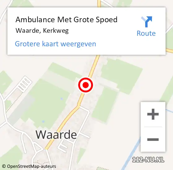 Locatie op kaart van de 112 melding: Ambulance Met Grote Spoed Naar Waarde, Kerkweg op 25 december 2015 19:02