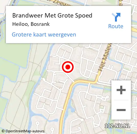 Locatie op kaart van de 112 melding: Brandweer Met Grote Spoed Naar Heiloo, Bosrank op 25 december 2015 19:04