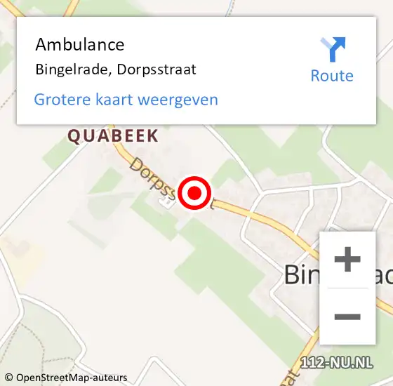 Locatie op kaart van de 112 melding: Ambulance Bingelrade, Dorpsstraat op 1 december 2013 11:39