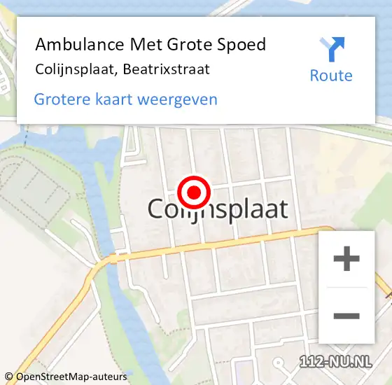 Locatie op kaart van de 112 melding: Ambulance Met Grote Spoed Naar Colijnsplaat, Beatrixstraat op 25 december 2015 19:30