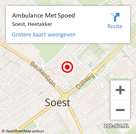 Locatie op kaart van de 112 melding: Ambulance Met Spoed Naar Soest, Heetakker op 25 december 2015 19:41