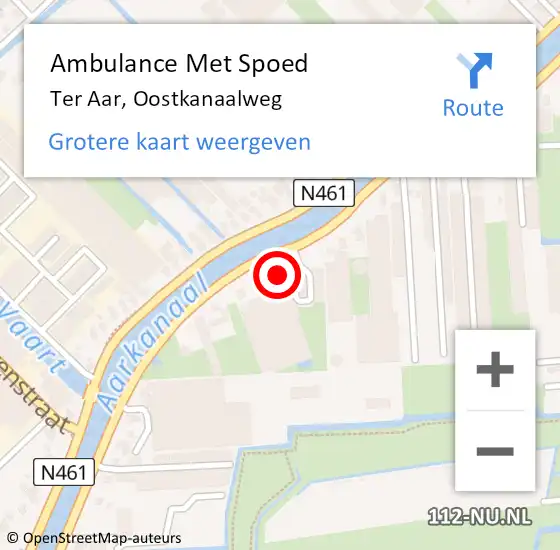 Locatie op kaart van de 112 melding: Ambulance Met Spoed Naar Ter Aar, Oostkanaalweg op 25 december 2015 20:09