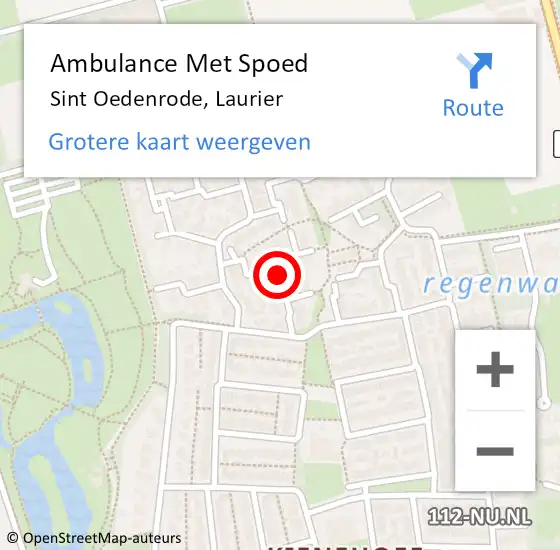 Locatie op kaart van de 112 melding: Ambulance Met Spoed Naar Sint Oedenrode, Laurier op 25 december 2015 21:32